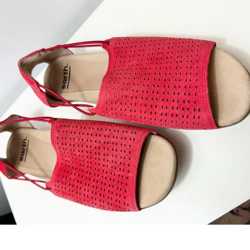 Earth Alder Abra Ginger Suede Slip On Sandals Spicy Red Open Toe Womens Size 7.5 - Picture 2 of 7